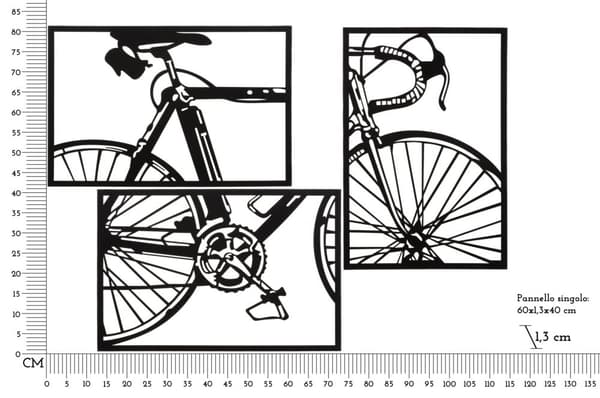 FURNLUX VÄGGKONST CYKEL SVART 40CM (3 ST)