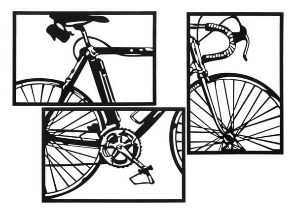 FURNLUX VÄGGKONST CYKEL SVART 40CM (3 ST)