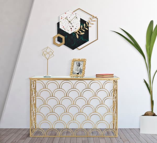 FURNLUX KLOCKA HEXAGON GRÖN 62CM