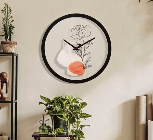 FURNLUX KLOCKA BLOMMA SVART 40CM