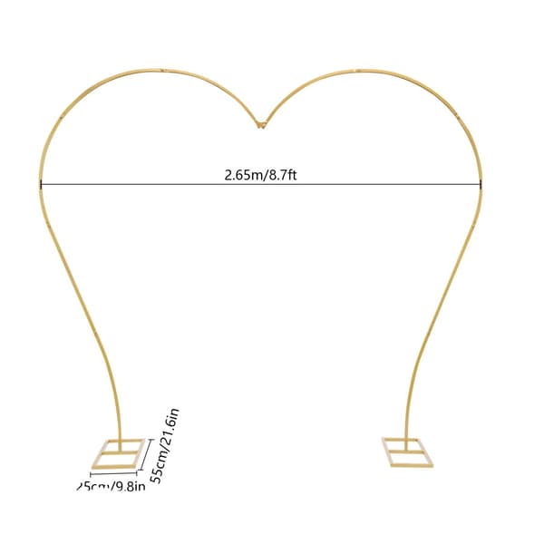 Hjärtfomad bågställning, kolstål, enkel installation,8.7x7.7ft, Guld