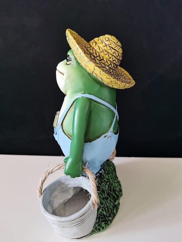 OBOSOE Frøstatue til Havedekoration - Antik Holding Blomsterpotter Til Gårdsdekoration - Dyr Samlerobjekt og Installerbar Håndværksharpiks