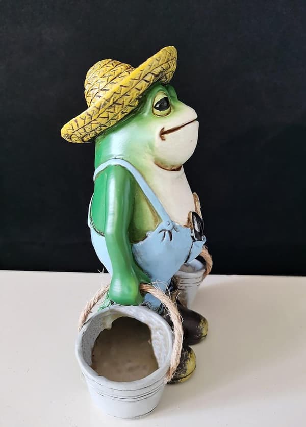 OBOSOE Frøstatue til Havedekoration - Antik Holding Blomsterpotter Til Gårdsdekoration - Dyr Samlerobjekt og Installerbar Håndværksharpiks