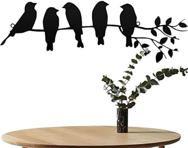 OBOSOE Pratvider fåglar på en tråd vägg konst - vägg konst, kolibri vägg dekoration för park, vardagsrum, gård, trädgård, balkong