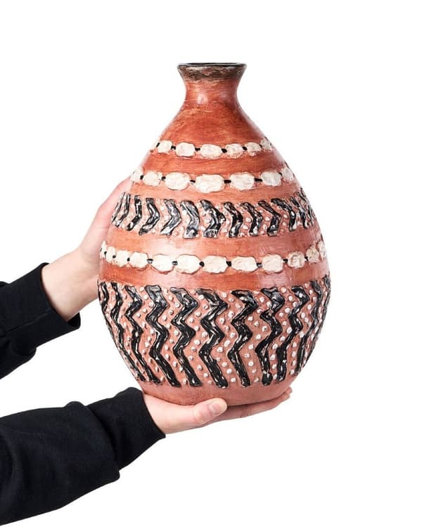 Dekorativ vas KUMU Keramik 36 cm Brun Lumarko!