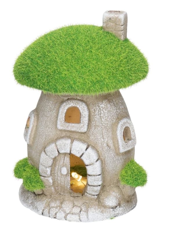 HAVEFIGUR HUS SVAMP KERAMISK LED