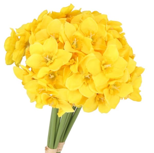 DAFFFY PÅSKLILJOR BUKETT KONSTGJORDA BLOMMOR SOM LIVET 41 CM