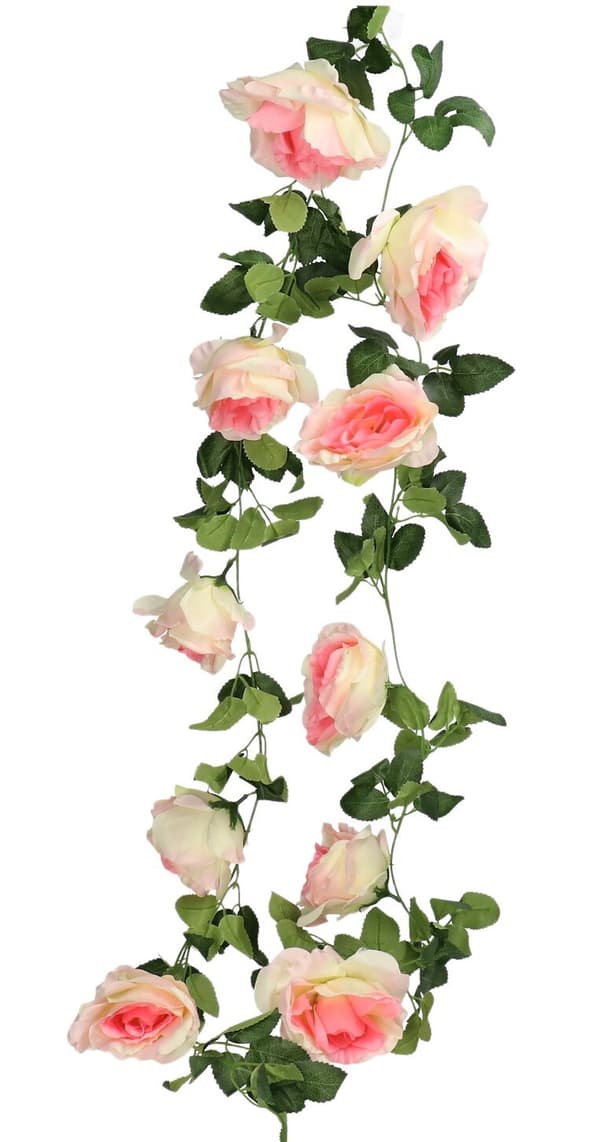 KONSTGJORDA BLOMMOR VÄXTER GIRLAND 210CM ROSROSOR