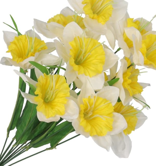 PÅSKLILJOR PÅSKLILJORBUKETT STOR DENIM KONSTGJORDA BLOMMOR
