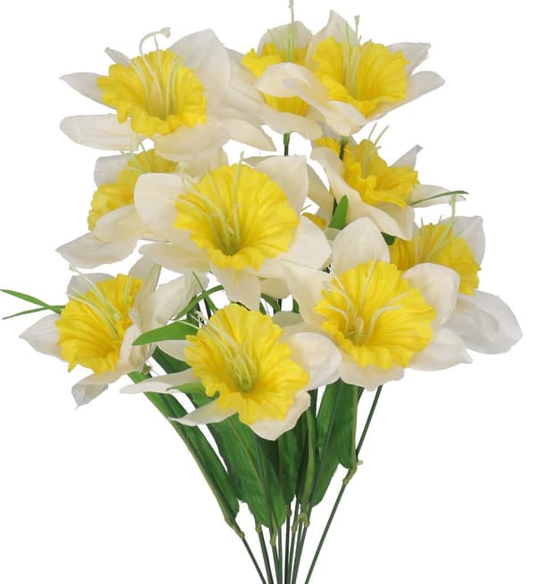 PÅSKLILJOR PÅSKLILJORBUKETT STOR DENIM KONSTGJORDA BLOMMOR
