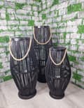 Miniatyrbillede 5 af 6: BAMBUS RATTAN LANTERNE SORT LANTERNE 52 CM