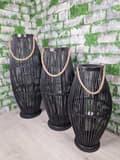 Miniatyrbillede 2 af 6: BAMBUS RATTAN LANTERNE SORT LANTERNE 52 CM
