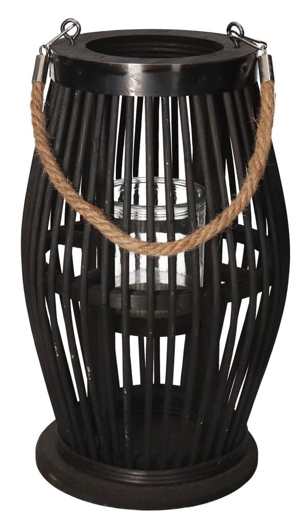 BAMBUS RATTAN LANTERNE SORT LANTERNE 52 CM