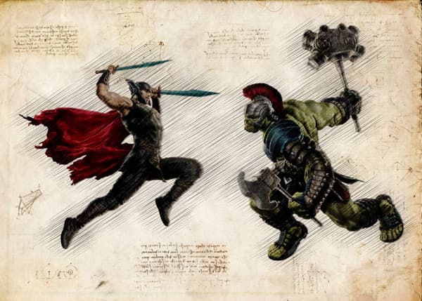 A3 Print - Thor and Hulk - Battle
