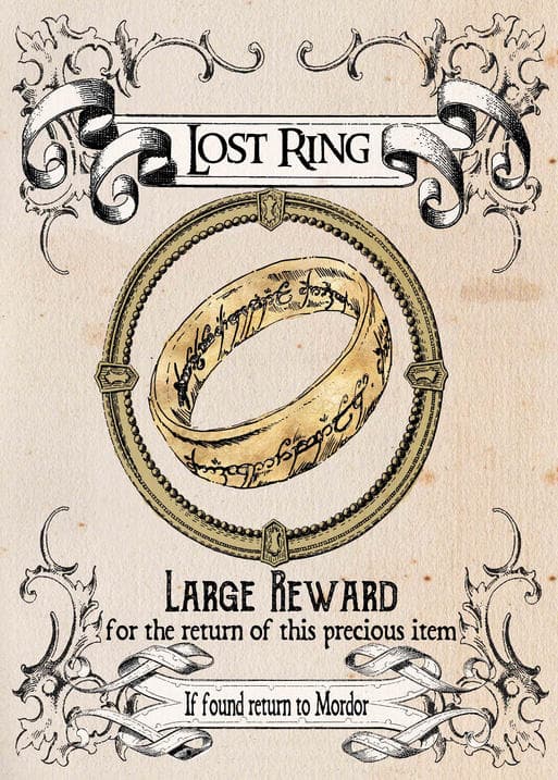 A3 Print - Lord of the rings - Lost Ring, Large Reward