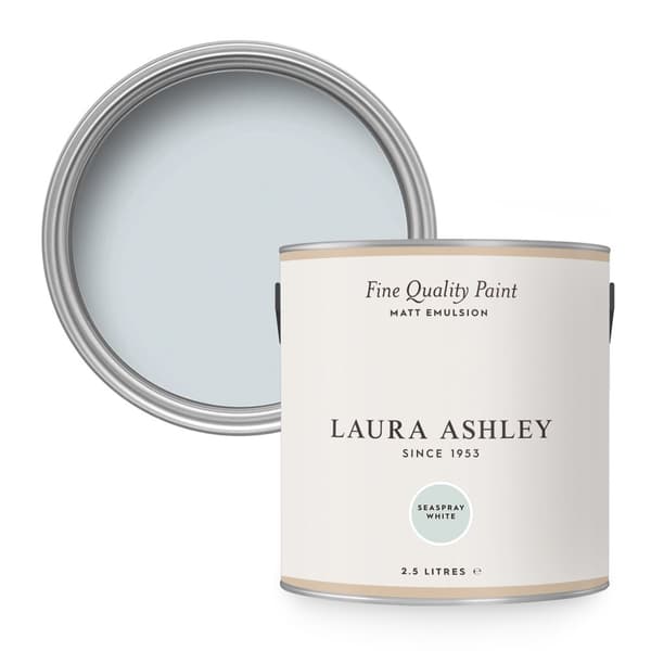 Laura Ashley - Vægmaling Mat - Seaspray White - Blå - 2,5 liter