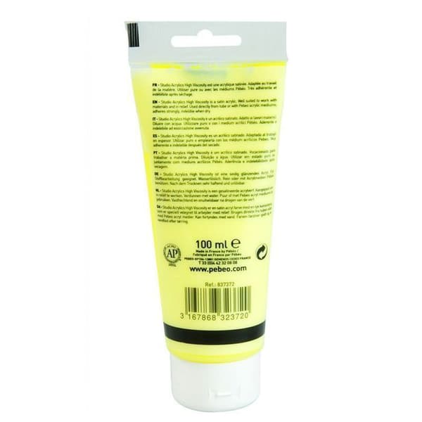 Fluorescerande färg - Pébéo - Fluorescerande gul - 100 ml - Satin - Inredning
