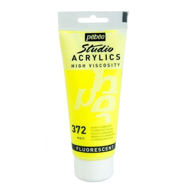 Fluorescerande färg - Pébéo - Fluorescerande gul - 100 ml - Satin - Inredning
