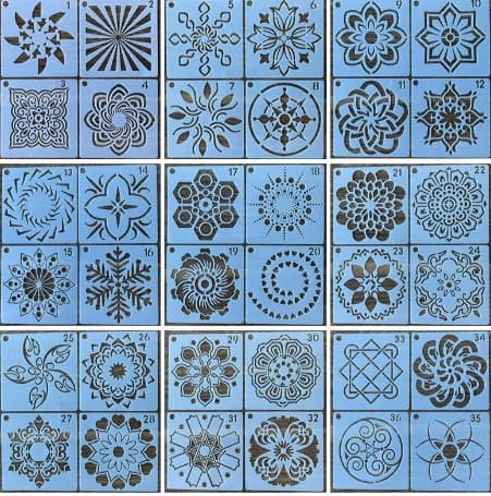 INF Mandala stencil genanvendelige mandala malingskabeloner 36-Pack