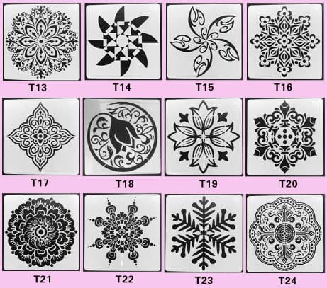 INF 12-delad Mandala Stencil Återanvändbara Mandala målarmallar Model 2