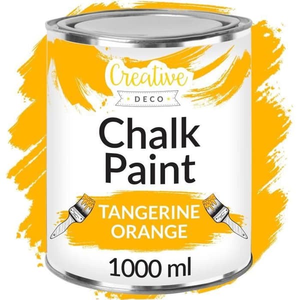 Creative Deco Mandarin Chalk Paint 1L | Matt och tvättbar | Idealisk renovering av trämöbler | Invändig väggmålning
