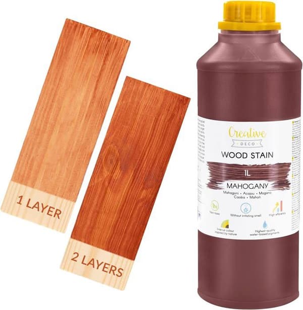 Creative Deco Mahogny Träbets 1L | Snabbtorkande träbets | Ytskydd | Vattenbaserad trälack | Giftfri