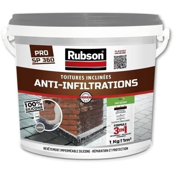 Vattentät beläggning - RUBSON - Anti-infiltration - 1 kg - 100 % silikon - UV-beständig