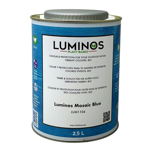 Luminos - LUM1104 - MOSAIC BLUE - Biobaserad lasyr för utomhus trä med vatten - Blå mosaik 2,5L