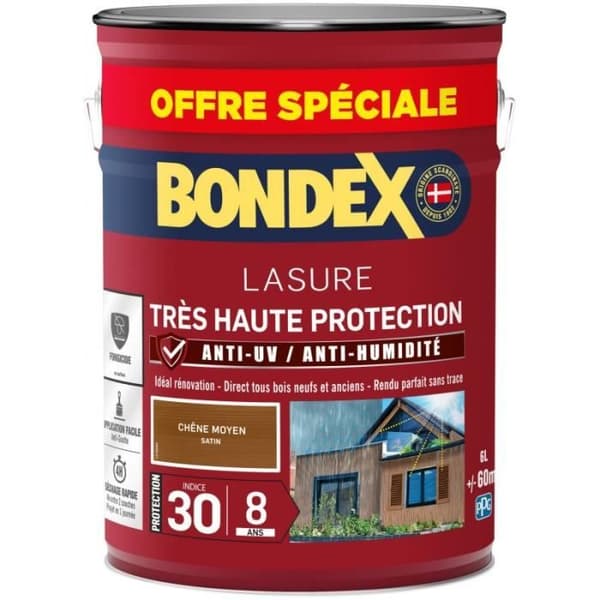Lasure - BONDEX - Medelock - Satiné - 5L - Skydd 8 år