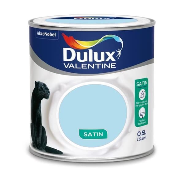 Målarfärg - DULUX VALENTINE - Satin Färgkräm - Drömmar Blå - Monolager - 0,5 L