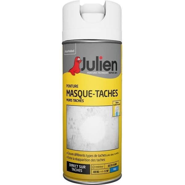 Sprayfärg - JULIEN - Fläckmask - 400 mL - Matt vit - Multistöd