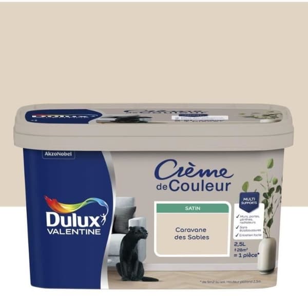 Målning - DULUX VALENTINE - Färgkräm - Satin - 2,5L - Akryl Beige