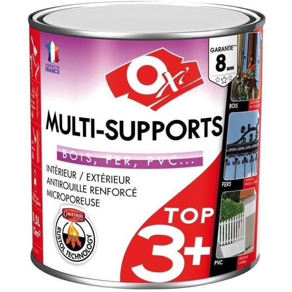 Måleri - OXI - Topp 3 - Satin - Glycérophtalisk - 500 ml - Ljusgrå