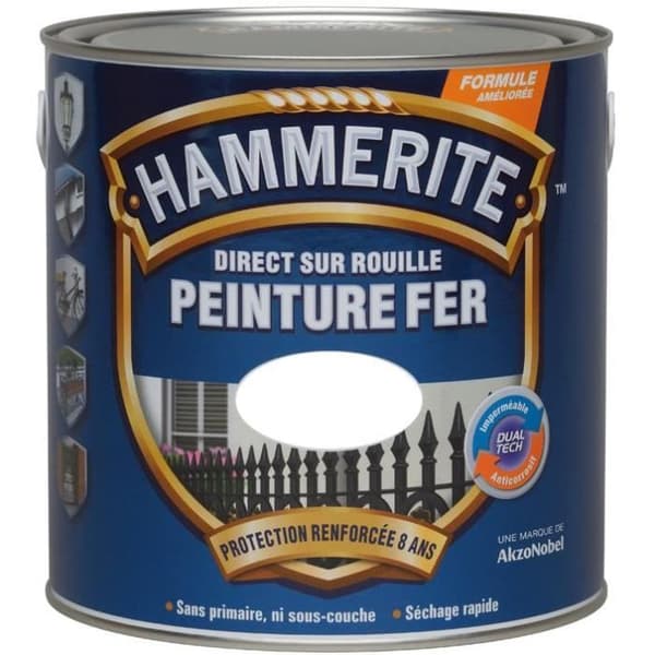 Målarfärg - JULIEN - Hammerite - 2.5 L - Vit - Blank - Glycérophtalisk