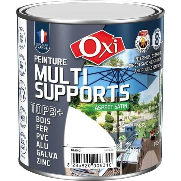 Multiunderlag färg - OXI - TOP3+ - Satin - 0,5 L - Vit