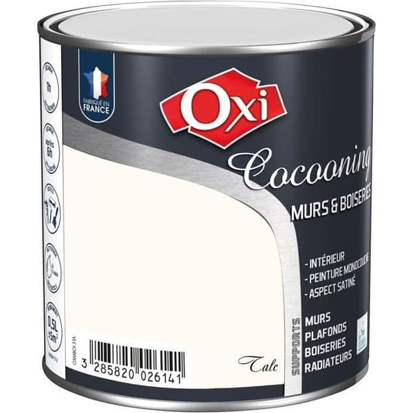 Akrylfärg Väggar trä satin talk 0.5l - OXI - Inomhus - Satin - Vit