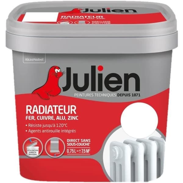 Kylarfärg - JULIEN - 0,75L - Satinvit - Värmebeständig - Akryl