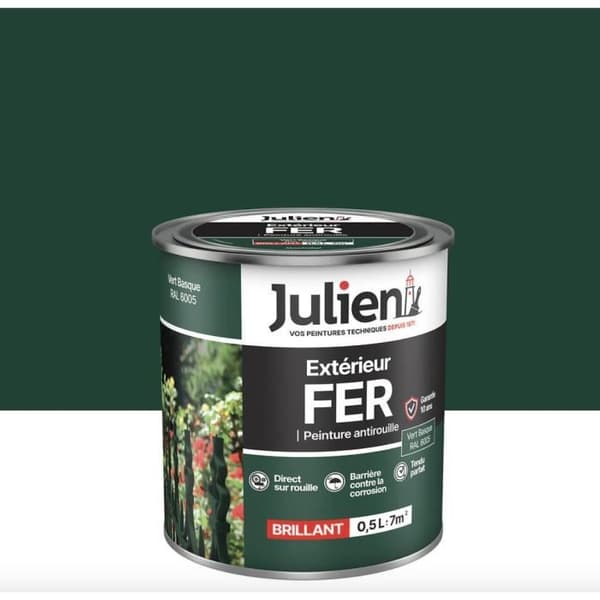 Färg - JULIEN - RAL 6005 - Glänsande - 0,5L - Rostskydd för järnmetall
