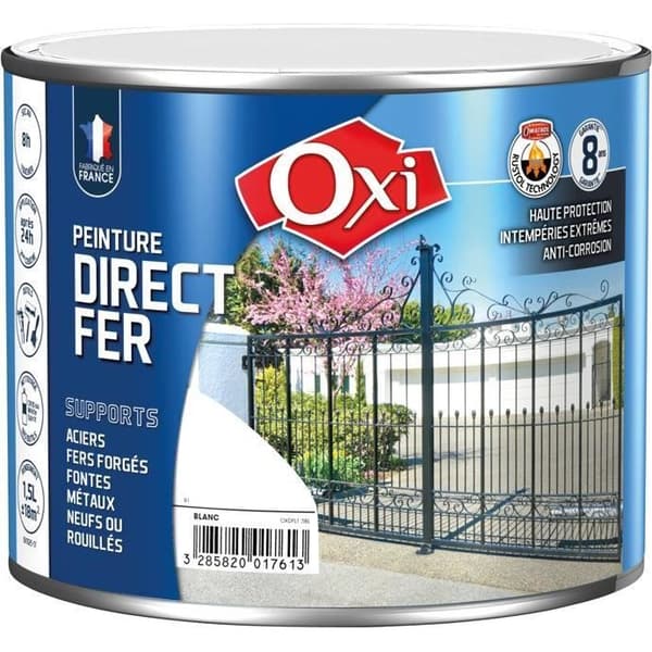 Målning - OXI - Direkt på järn - 250 mL - Vit - Enskikts glansig