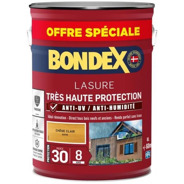 Lasure - BONDEX - Ljus ek - Satin - 5L - Skydd i 8 år