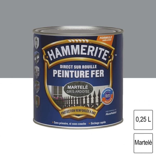 Hammerite målade hammare - JULIEN - 0,25l - Skiffergrå - Utomhus - Matt - Specifik