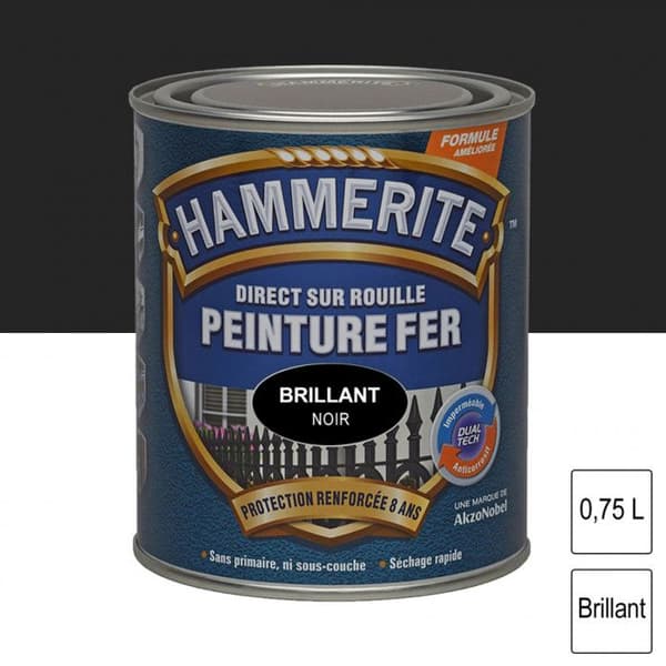 Målarfärg - JULIEN - Hammerite - 0,75 L - Svart - Blank - Glycerofthalisk