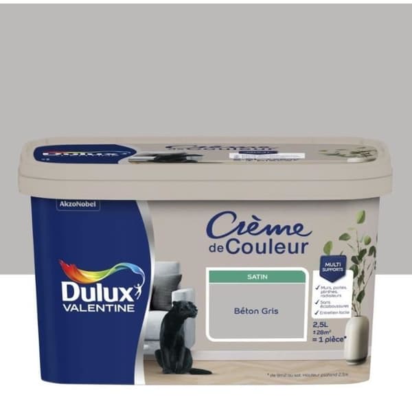 Måla - DULUX VALENTINE - Färgkräm - Satin - 2,5L - Akryl Grå
