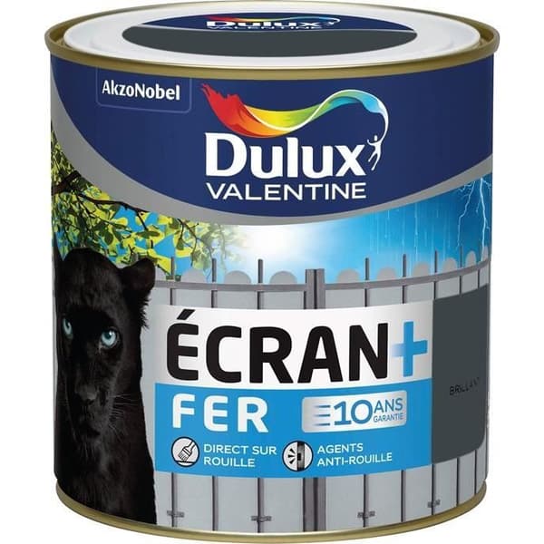 Färg - DULUX VALENTINE - Skärm+ - 500 mL - Antracit - Blank - Utomhus