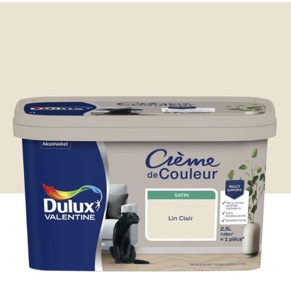 Målarfärg - DULUX VALENTINE - Färgkräm - Satin - 2,5L - Akryl