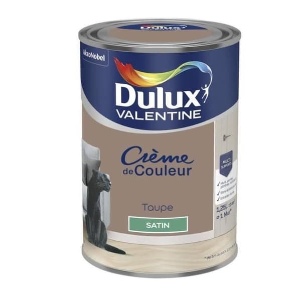 Målning - DULUX VALENTINE - Färgkräm - Taupe - Satin - Akryl 1,25L