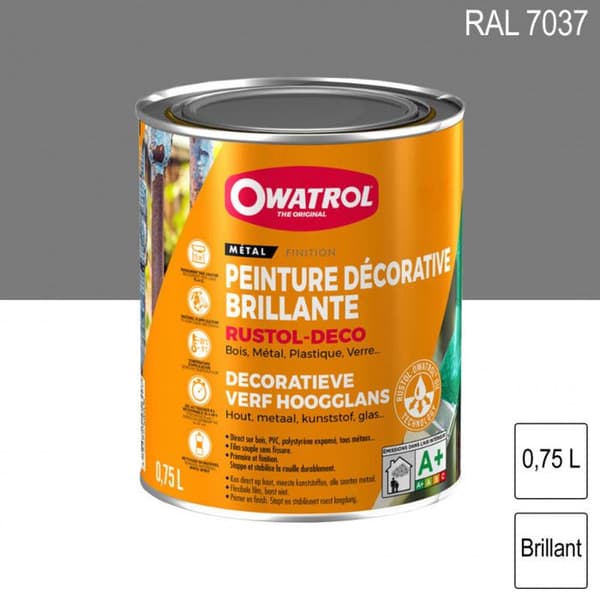 Anti-rost - OWATROL - Rustol - Grådamm - 0.75 L - Väderbeständig