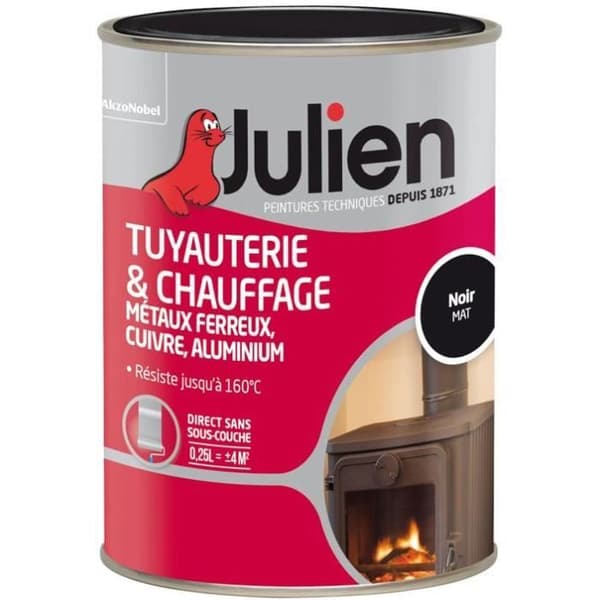Målning rörsystem och värme - JULIEN - 250 mL - matt svart - inomhus - glycérophtalik