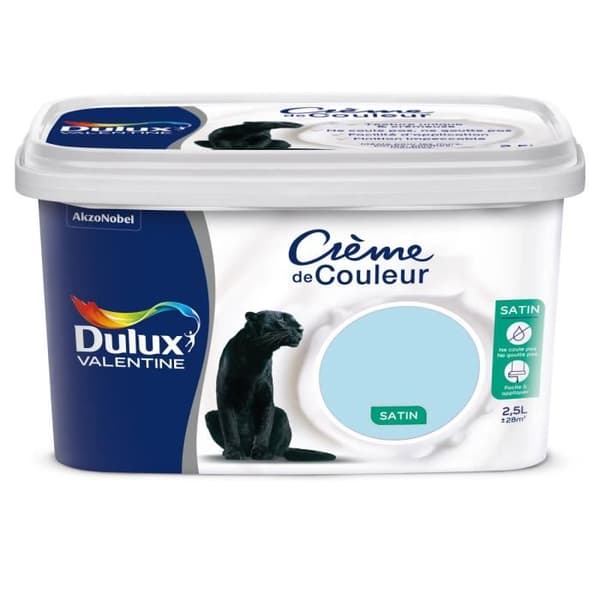 Målning - DULUX VALENTINE - Färgkräm Blå Dröm - Satin - Enskikts - 2,5 L