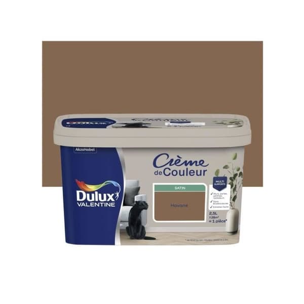 Målarfärg - DULUX VALENTINE - Färgkräm - Mörkbrun - Satin - 2.5L